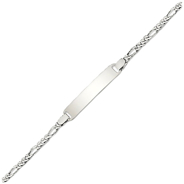 Trustmark Engravable Sterling Silver Italian Bar Baby Bracelet and Figaro Chain