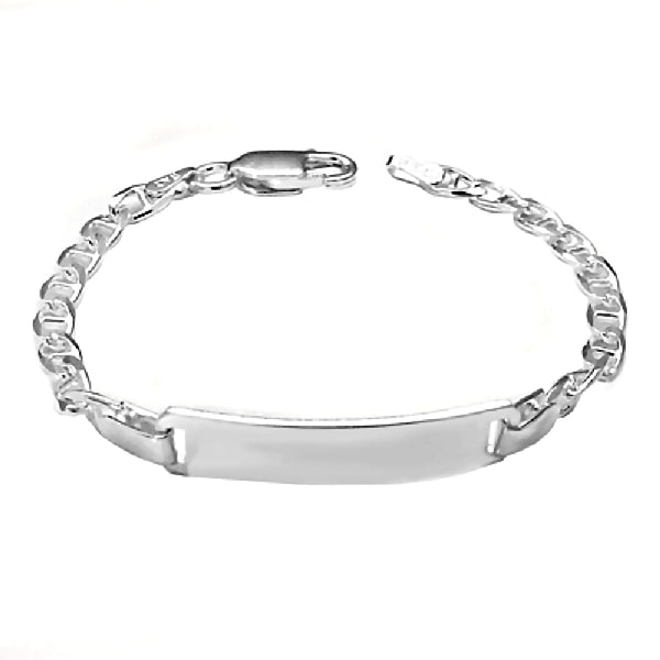 Trustmark Engravable Sterling Silver Italian Bar Baby Bracelet and Marina Chain