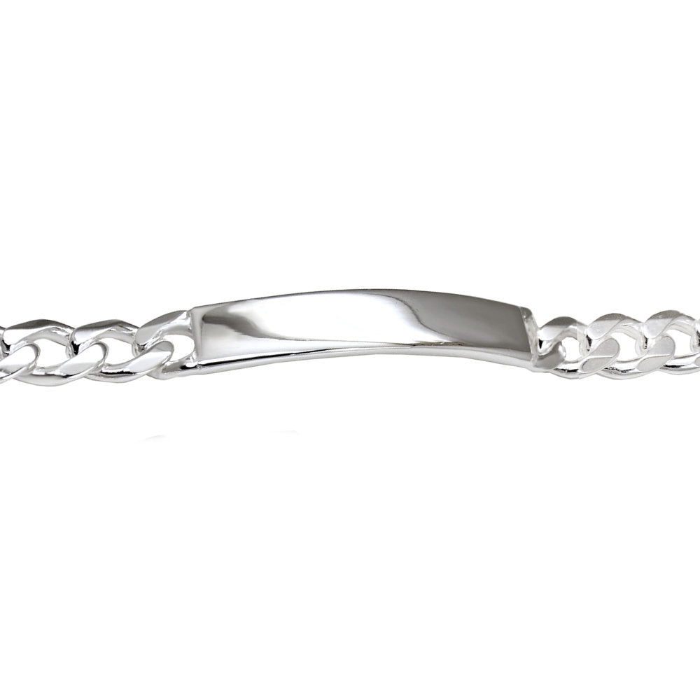 Trustmark Engravable Sterling Silver Italian Bar Curb Chain Bracelet