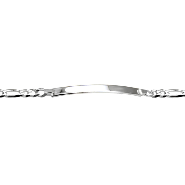 Trustmark Engravable Sterling Silver Italian Bar Figaro Chain Bracelet