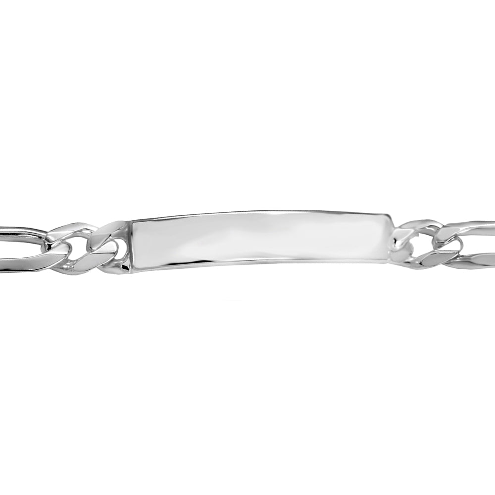 Trustmark Engravable Sterling Silver Italian Bar Figaro Chain Bracelet