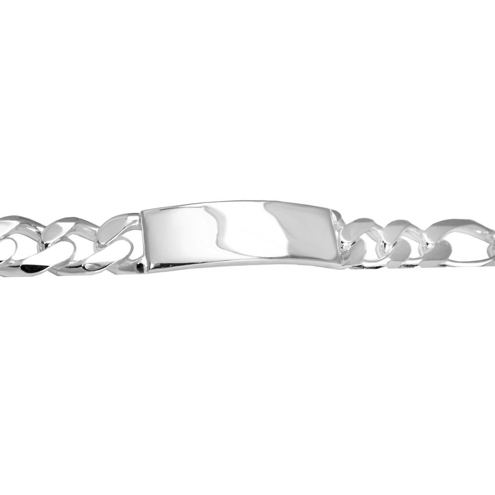 Trustmark Engravable Sterling Silver Italian Bar Figaro Chain Bracelet