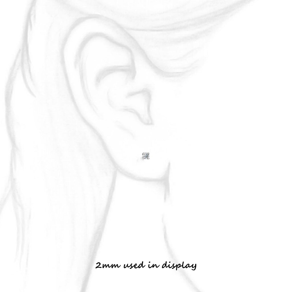 Jayden: 2mm, 0.06ct Brilliant Cut Simulated Diamond CZ Stud Earrings