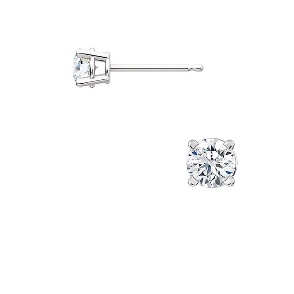 Jayden: 4mm, 0.50ct Brilliant Cut Simulated Diamond CZ Stud Earrings