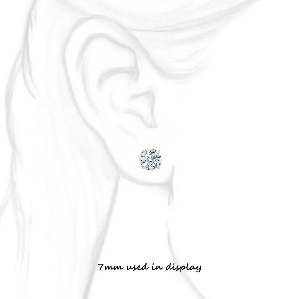 Jayden: 7mm, 2.5ct Brilliant Cut Simulated Diamond CZ Stud Earrings