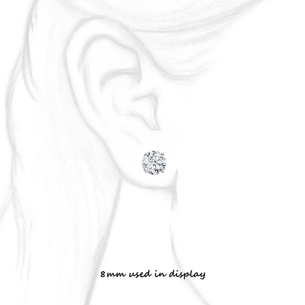 Jayden: 8mm, 4.0ct Brilliant Cut Simulated Diamond CZ Stud Earrings