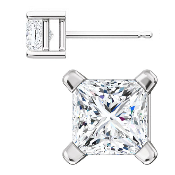 Kendra: 4mm 0.75ct Princess Cut Russian Ice CZ Basket Set Stud Earrings