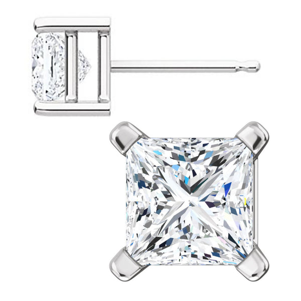 Kendra: 5mm, 1.5ct Princess Cut Russian CZ Basket Set Stud Earrings