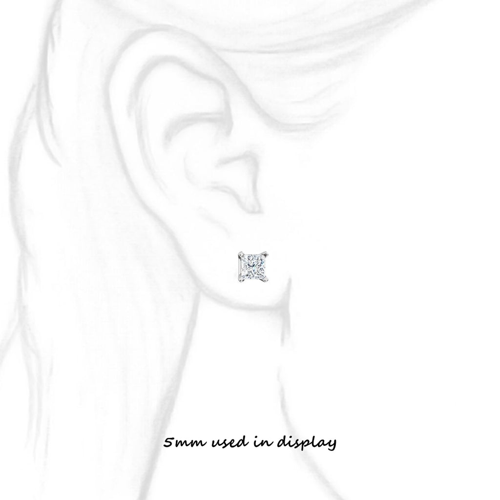 Kendra: 5mm, 1.5ct Princess Cut Russian CZ Basket Set Stud Earrings