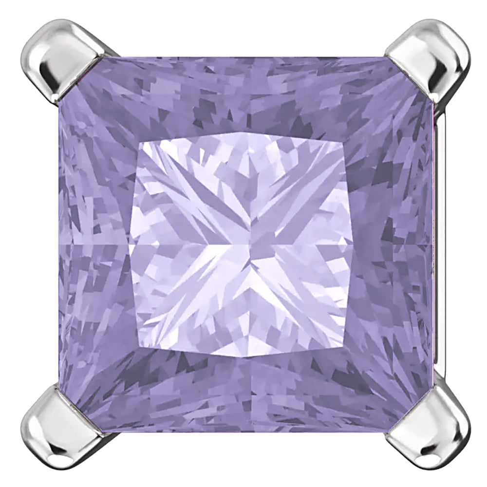Sterling Silver Princess Cut Alexandrite Ice CZ Basket Set Stud Earrings