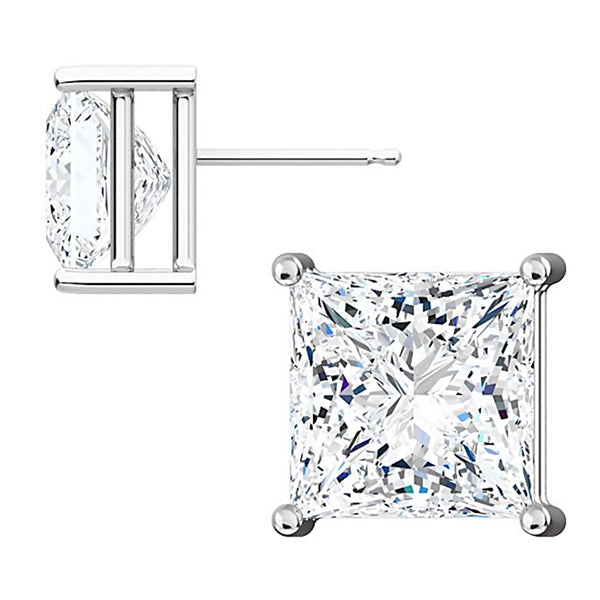 Kendra: 9mm 8.8ctw Princess Cut Russian Ice CZ Stud Earrings 925 Silver