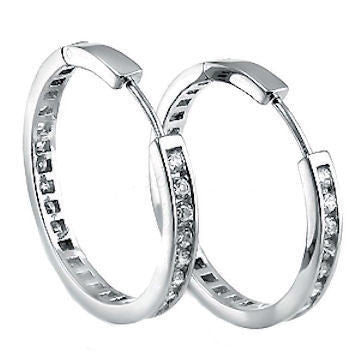 40mm Russian CZ Eternity Hoop Earrings 925 Silver, 4.2 cts - Trustmark Jewelers - Earrings - 1