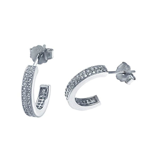 IOF CZ Micro Pave Two Line Earrings 925 Sterling Silver - Trustmark Jewelers - Earrings