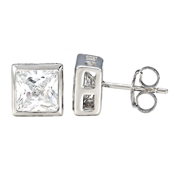 Selena: 1.5ct Russian IOF CZ Bezel Set Sterling Silver Stud Earrings - Trustmark Jewelers - Earrings
