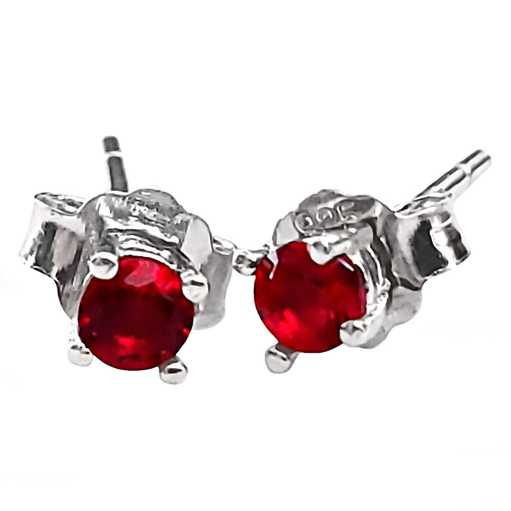 Trustmark Jewelers 3mm Brilliant Cut Simulated Garnet Ice CZ Silver Stud Earrings