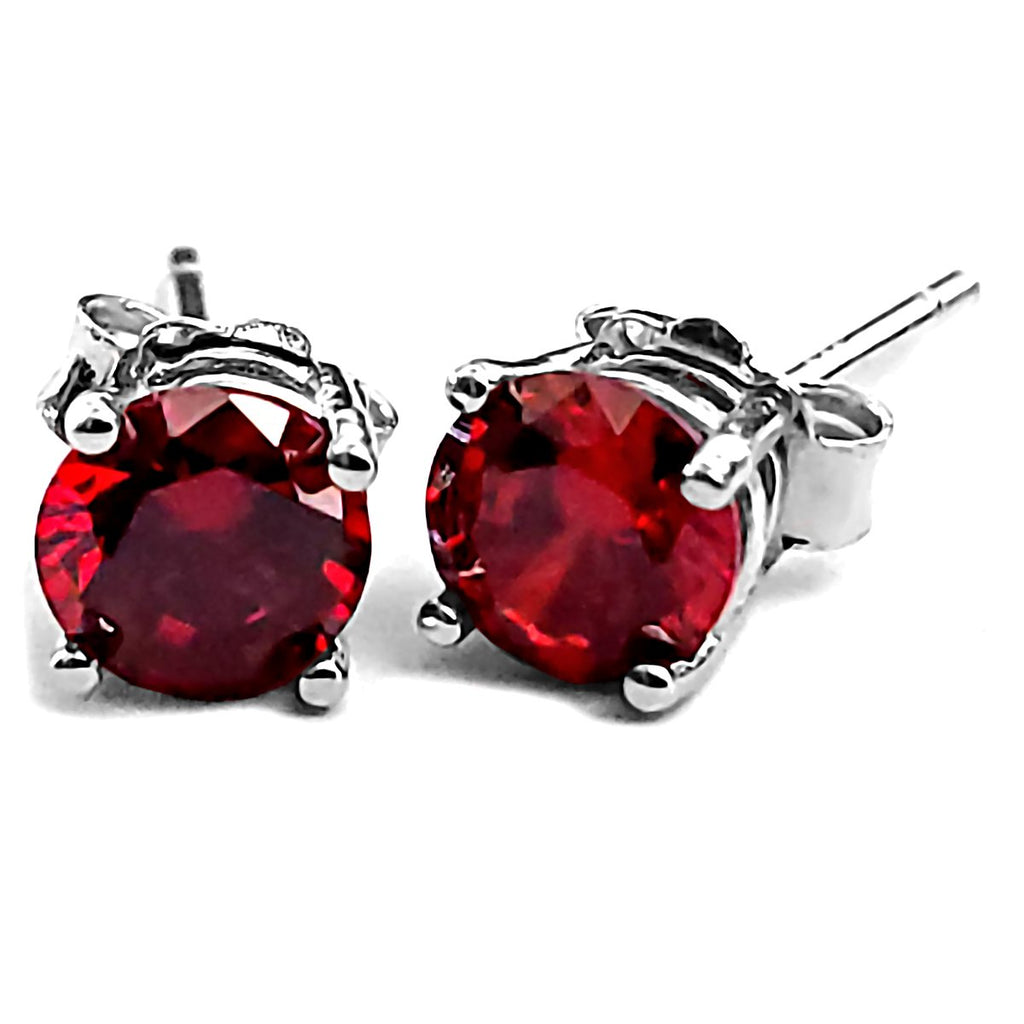 Trustmark Jewelers 5mm Brilliant Cut Simulated Garnet Ice CZ Silver Stud Earrings