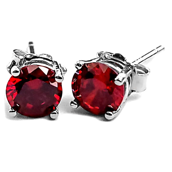 Trustmark Jewelers 5mm Brilliant Cut Simulated Garnet Ice CZ Silver Stud Earrings