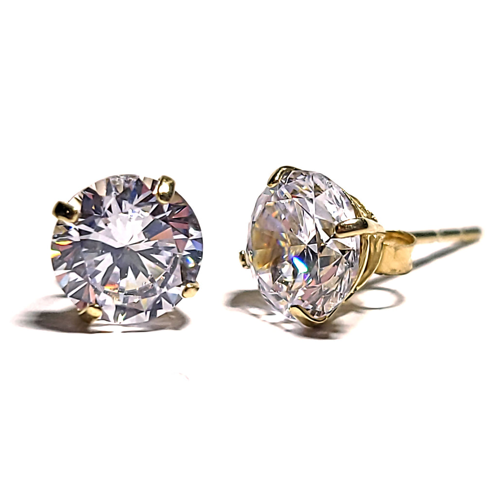 Genesis: Ice on Fire CZ Wire Basket Stud Earrings 14K Yellow Gold