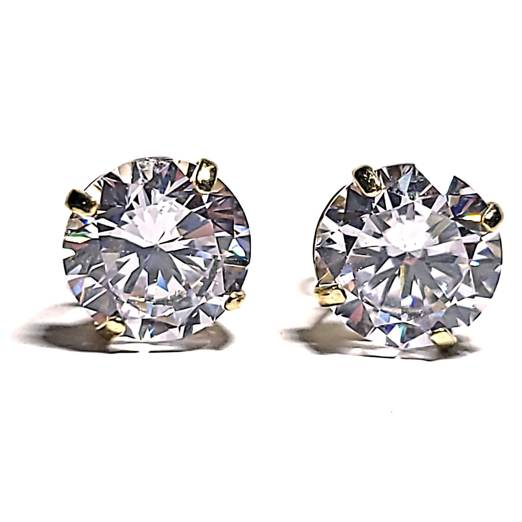 Genesis: Ice on Fire CZ Wire Basket Stud Earrings 14K Yellow Gold