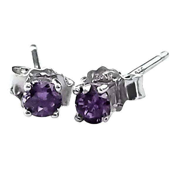Trustmark Jewelers 3mm Brilliant Cut Simulated Amethyst Ice CZ Silver Stud Earrings