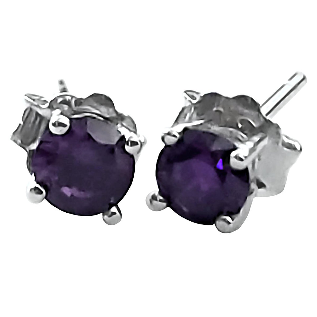 Trustmark Jewelers 4mm Brilliant Cut Simulated Amethyst Ice CZ Silver Stud Earrings