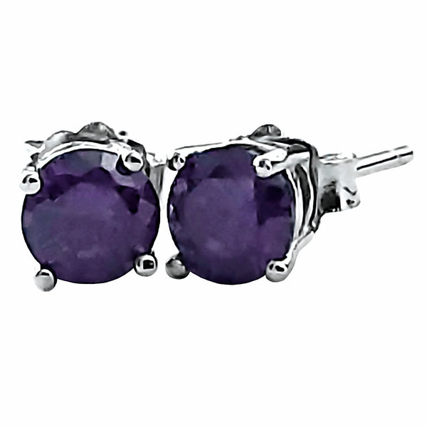 Trustmark Jewelers 5mm Brilliant Cut Simulated Amethyst Ice CZ Silver Stud Earrings