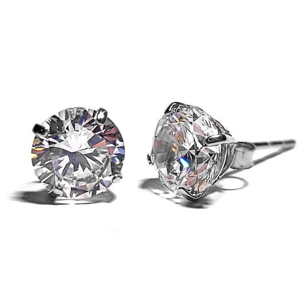 Genesis: Ice on Fire CZ Wire Basket Stud Earrings 14K White Gold