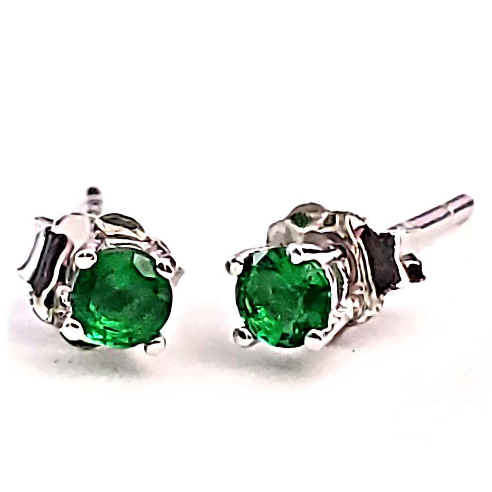 Trustmark Jewelers 3mm Brilliant Cut Simulated Emerald Ice CZ Silver Stud Earrings