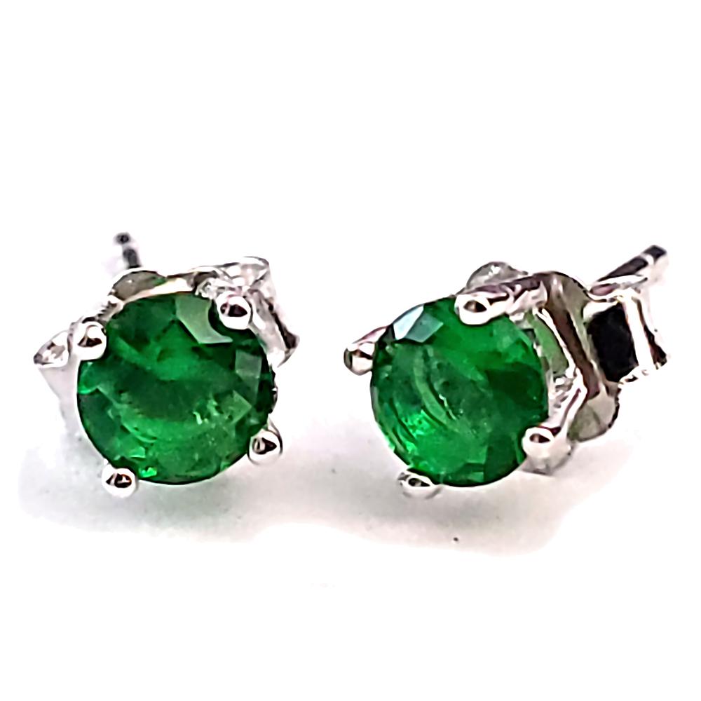 Trustmark Jewelers 4mm Brilliant Cut Simulated Emerald Ice CZ Silver Stud Earrings
