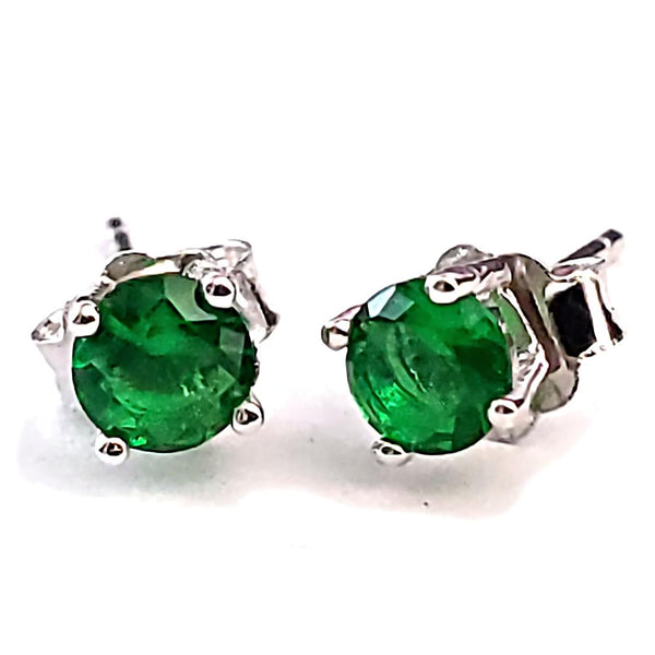 Trustmark Jewelers 4mm Brilliant Cut Simulated Emerald Ice CZ Silver Stud Earrings