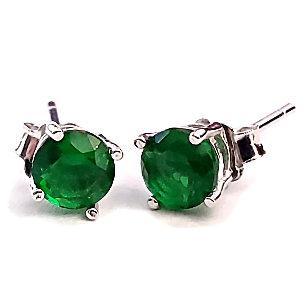 Trustmark Jewelers 5mm Brilliant Cut Simulated Emerald Ice CZ Silver Stud Earrings