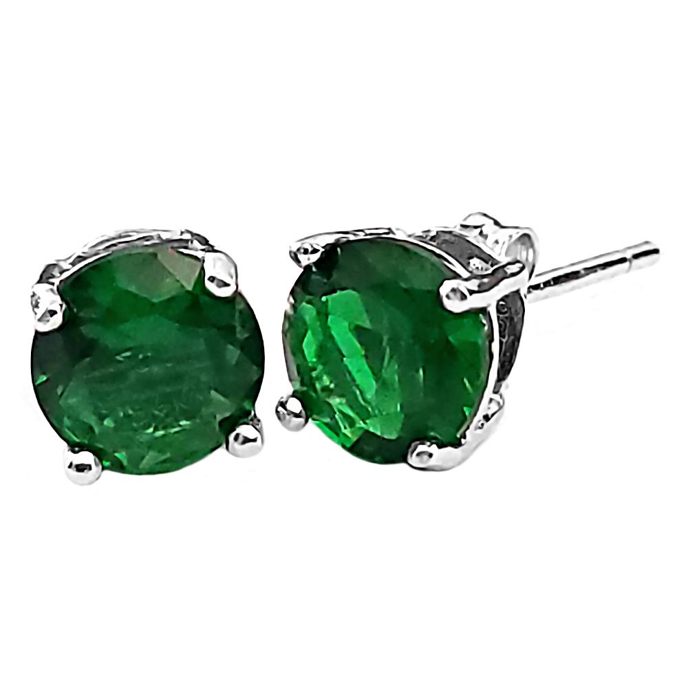 Trustmark Jewelers 6mm Brilliant Cut Simulated Emerald Ice CZ Silver Stud Earrings