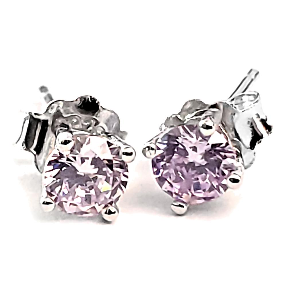 Trustmark Jewelers 3mm Brilliant Cut Simulated Alexandrite Ice CZ Silver Stud Earrings