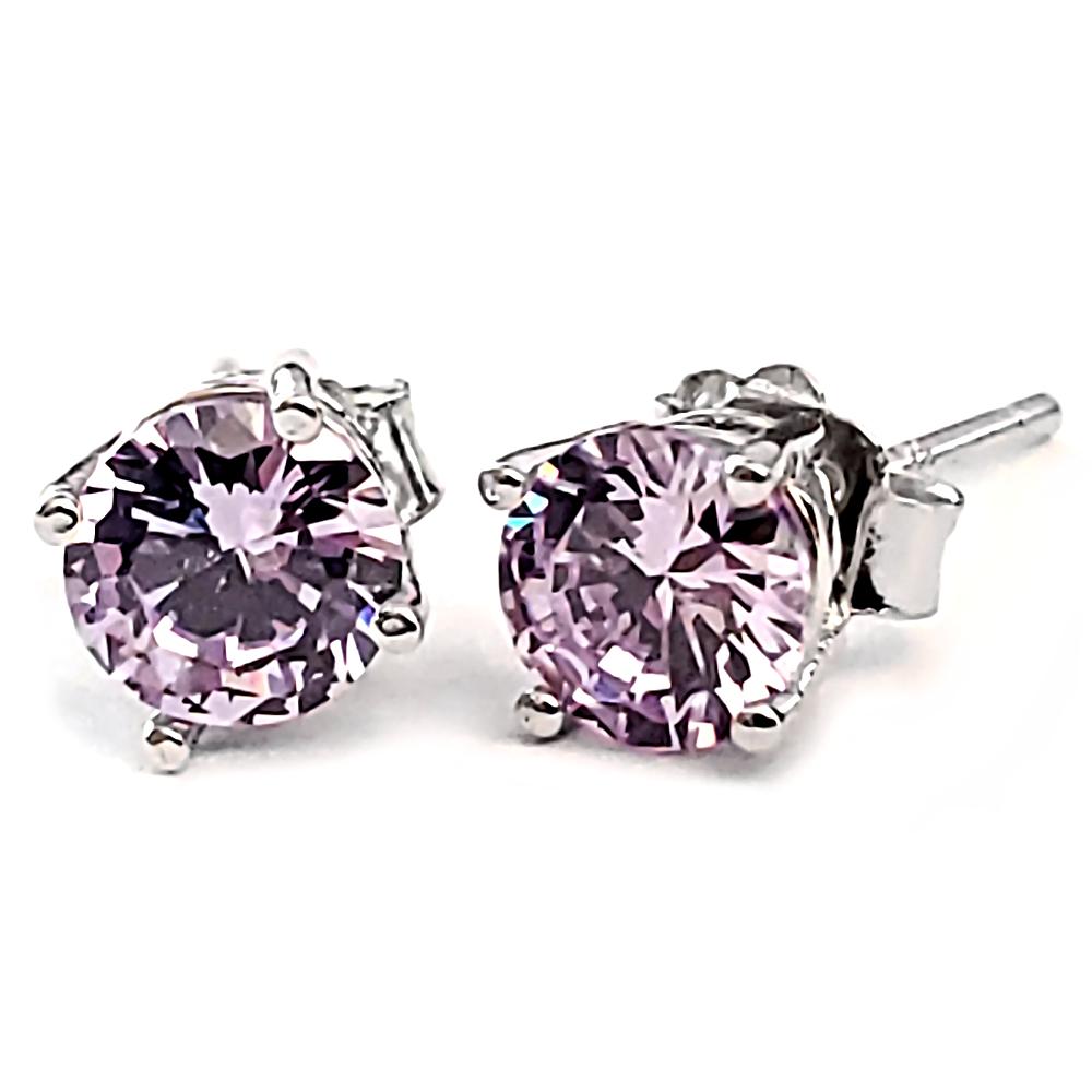 Trustmark Jewelers 5mm Brilliant Cut Simulated Alexandrite Ice CZ Silver Stud Earrings