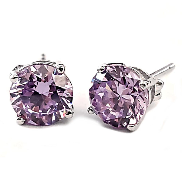 Trustmark Jewelers 6mm Brilliant Cut Simulated Alexandrite Ice CZ Silver Stud Earrings