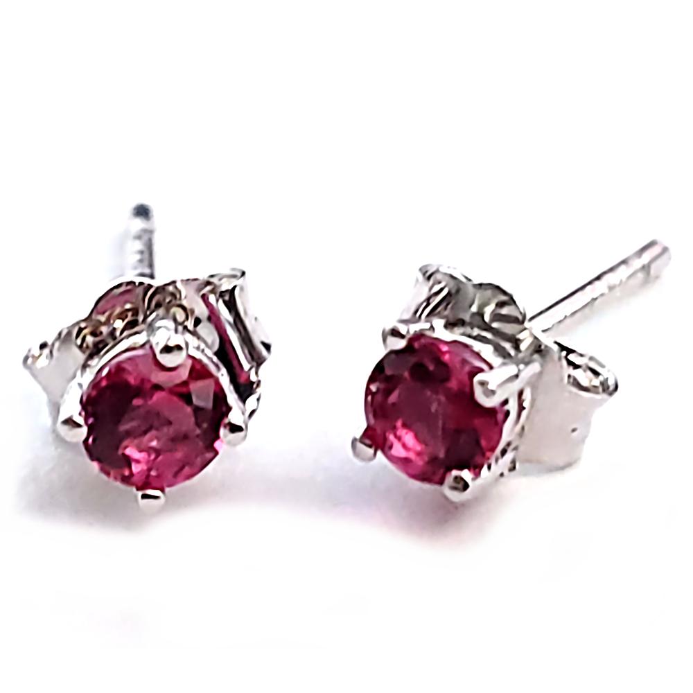 Trustmark Jewelers 3mm Brilliant Cut Simulated Ruby Ice CZ Silver Stud Earrings