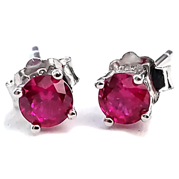 Trustmark Jewelers 4mm Brilliant Cut Simulated Ruby Ice CZ Silver Stud Earrings