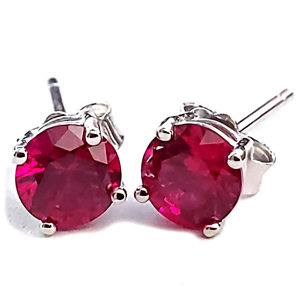 Trustmark Jewelers 5mm Brilliant Cut Simulated Ruby Ice CZ Silver Stud Earrings
