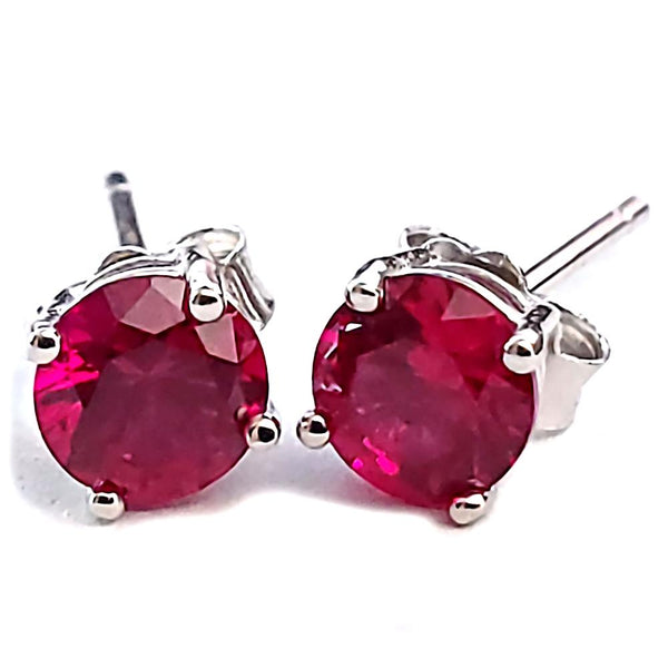 Trustmark Jewelers 5mm Brilliant Cut Simulated Ruby Ice CZ Silver Stud Earrings