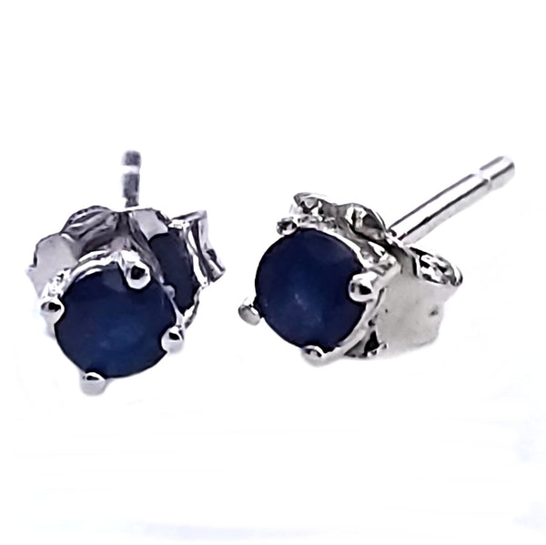 Trustmark Jewelers 3mm Brilliant Cut Simulated Sapphire Silver Stud Earrings