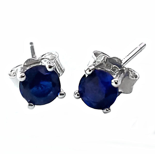 Trustmark Jewelers 4mm Brilliant Cut Simulated Sapphire Silver Stud Earrings