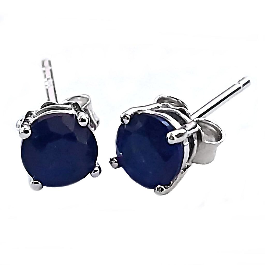 Trustmark Jewelers 5mm Brilliant Cut Simulated Sapphire Silver Stud Earrings