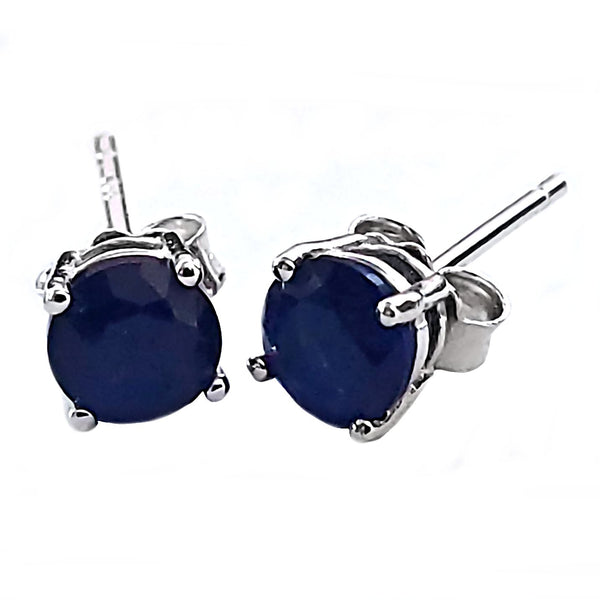 Trustmark Jewelers 5mm Brilliant Cut Simulated Sapphire Silver Stud Earrings