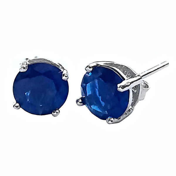 Trustmark Jewelers 6mm Brilliant Cut Simulated Sapphire Silver Stud Earrings