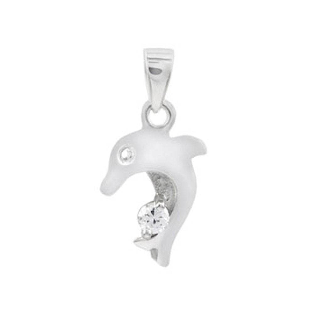 10mm IOF CZ Dolphin Pendant 925 Sterling Silver - Trustmark Jewelers - Pendants and Necklaces