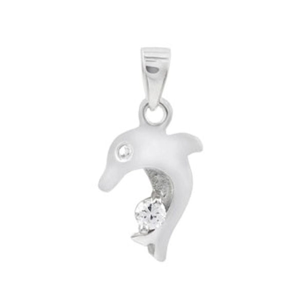 10mm IOF CZ Dolphin Pendant 925 Sterling Silver - Trustmark Jewelers - Pendants and Necklaces