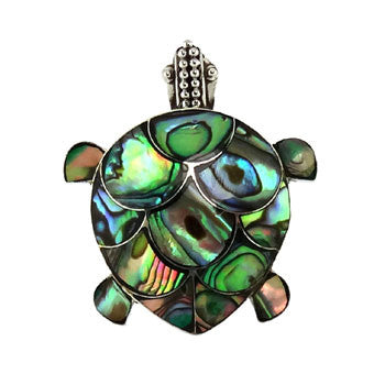 Terry: Abalone Shell Turtle Pin or Slide Pendant 925 Sterling Silver - Trustmark Jewelers - Pendants and Necklaces