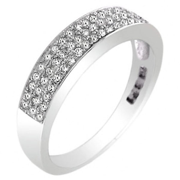 Addison: 0.63ct Russian IOF CZ 3 Lines Micro Pave Semi Eternity Band - Trustmark Jewelers - Eternity Bands