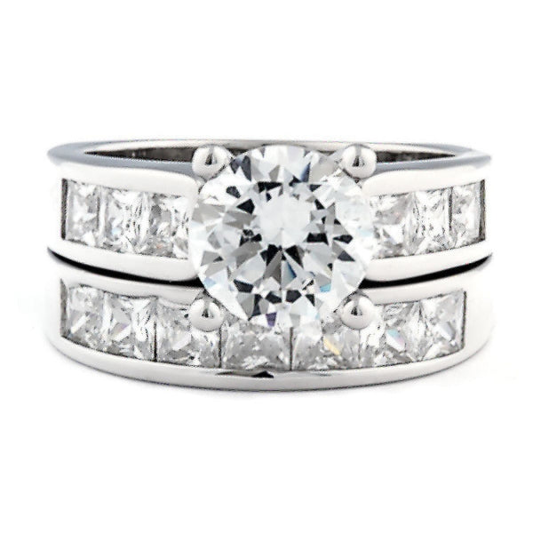 Tallia 80: 5.4 carat Russian Ice on Fire Diamond CZ Wedding Ring Set - Trustmark Jewelers - Wedding Ring Sets - 1