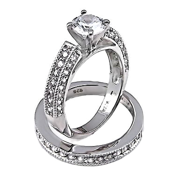 Deanna: 2.4ct Russian Ice on Fire Diamond CZ Bridal Wedding Ring Set